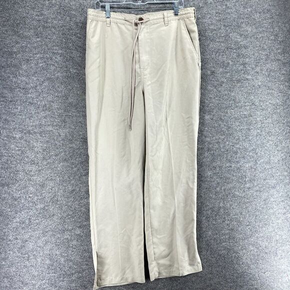 New Urban Outfitters Dress Pants Men L Large Beige High Rise Pleated Straight - Picture 1 of 14